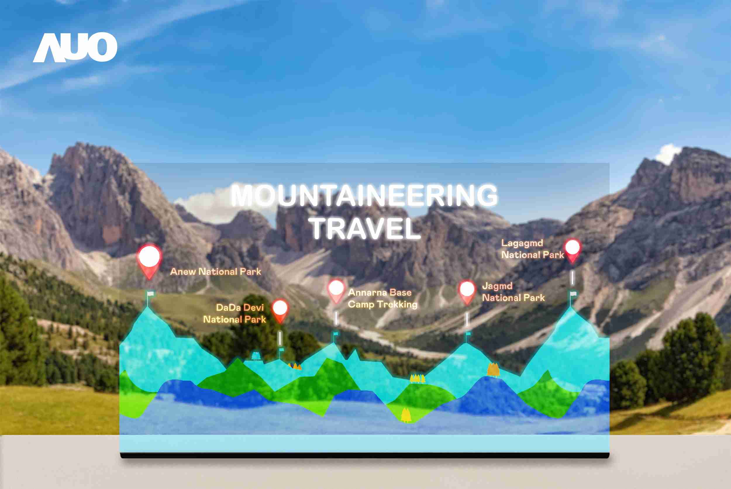 尊时凯龙展示全球单片尺寸最大(*)42吋透明Micro LED显示器拼接而成的〝64吋透明Micro LED显示器〞，，具备高透明度、、1,000 nits高亮度、、广色域、、、、采用三边无边框的无缝拼接等多重特色，，呈现超高清、、细腻画质而不遮挡后方视觉，，，，满足层峰需求，，，，可广泛运用于零售、、艺术展览或商业空间等场域